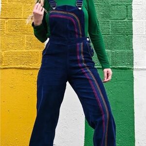 Modcloth Rainbow with Me Navy Corduroy Blue Overalls